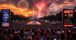 July 4 2026 travel warning heat dome wildfires
